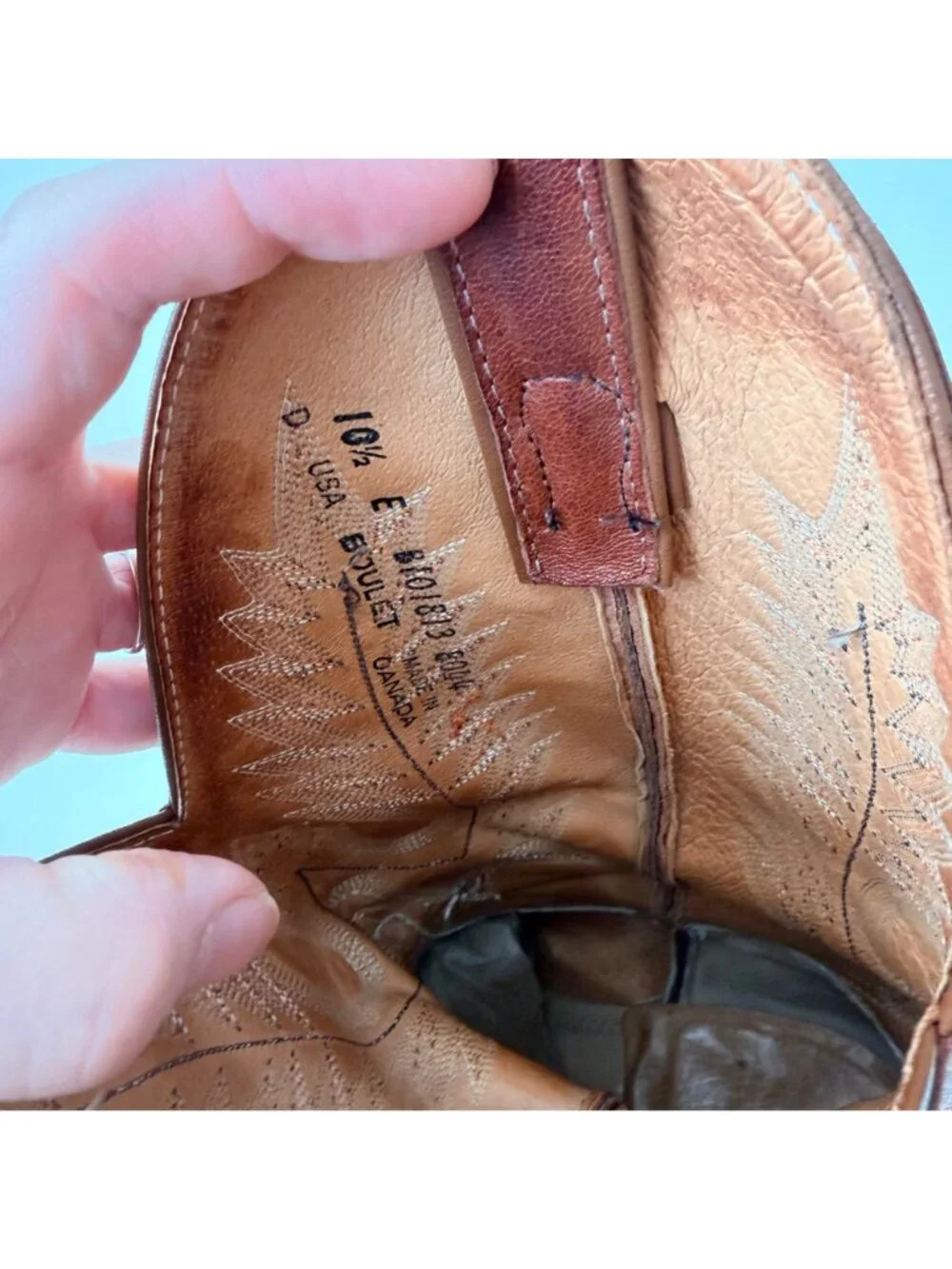 Boulet Western Boots Made in Canada Brown Leather Roper Round Toe Men’s Size 10